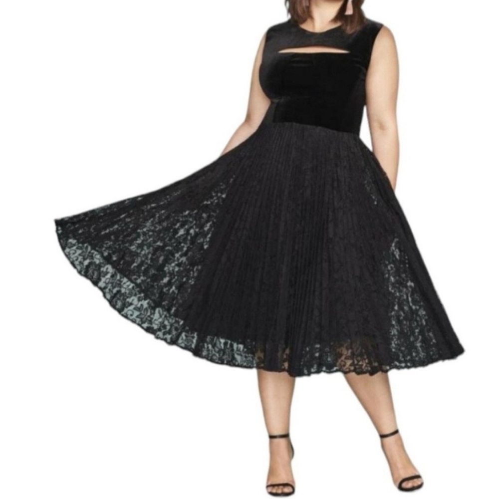 Lane Bryant Sleeveless Velvet & Lace Dress